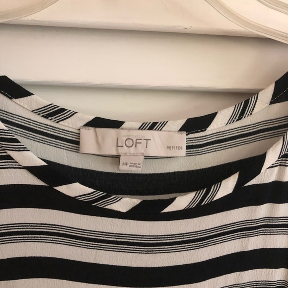 LOFT Sleeveless Blouse MP EUC Black and White Striped - Picture 3 of 5